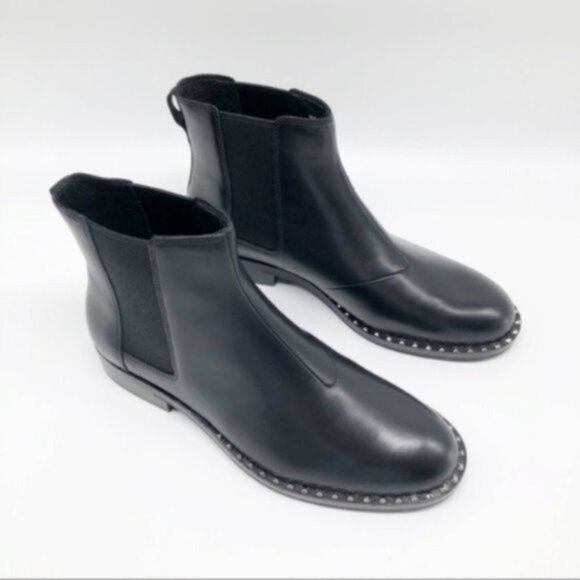 ASH Wino Black Leather Studded Chelsea Boot 37  - Picture 2 of 8
